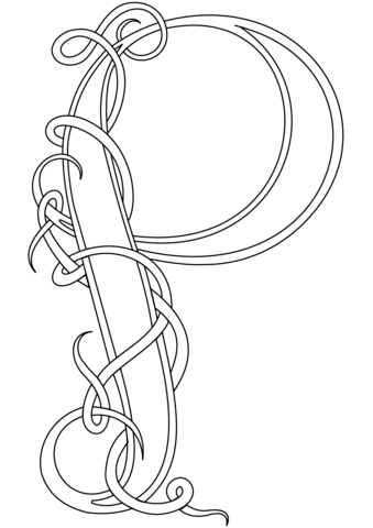 Celtic Style Letter P Coloring Page